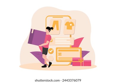 Diseño de ilustración plana de comercio electrónico