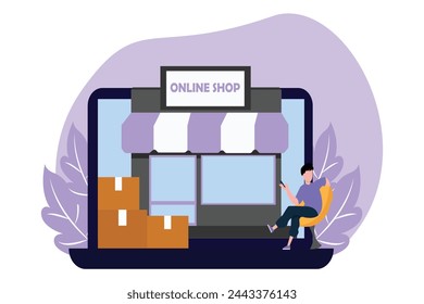 Diseño de ilustración plana de comercio electrónico