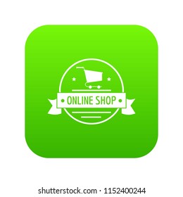 E commerce icon green vector isolated on white background