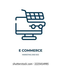 E commerce icon. Linear vector illustration from marketing and seo collection. Outline e commerce icon vector. Thin line symbol for use on web and mobile apps, logo, print media.