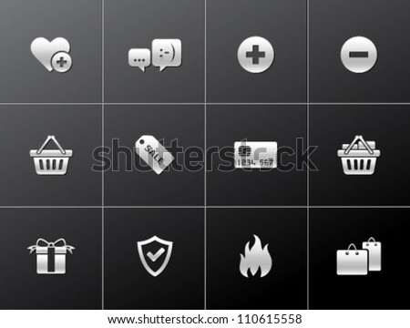 E commerce icon series in metallic style