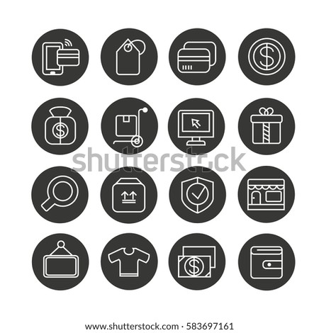 e commerce icon set in circle button