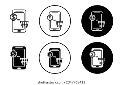 e commerce icon set. eshop vector symbol. global digital business sign in black filled and outlined style.