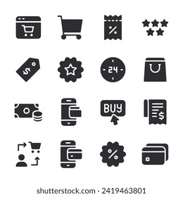 E commerce icon set isolated on white