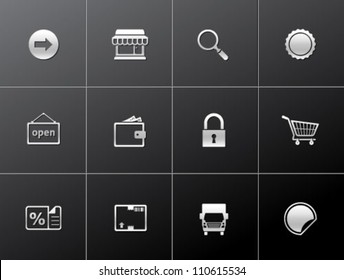E commerce icon set in metallic style