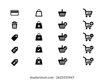 E commerce icon set vector on black colour