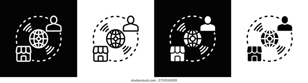 Estilo De Plano De Fundo Branco E Preto Do Conjunto De Ícones De Comércio Eletrônico