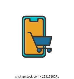 e commerce icon vector design filled outline style