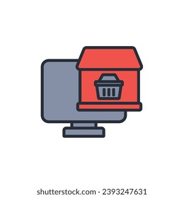 e commerce icon. vector.Editable stroke.linear style sign for use web design,logo.Symbol illustration.