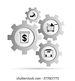 e commerce icons in gear buttons
