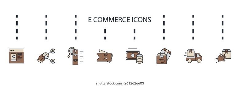e commerce icons set isolated on White Background Flat style design