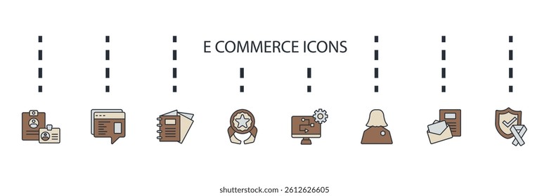 e commerce icons set isolated on White Background Flat style design