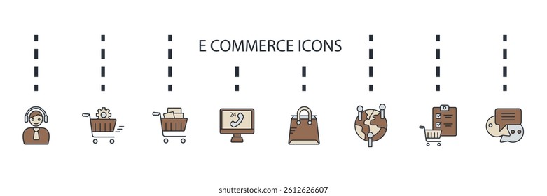 e commerce icons set isolated on White Background Flat style design