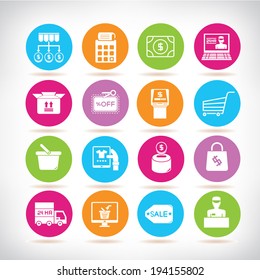 e commerce icons set, shopping buttons set