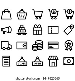 E Commerce Icons Set, Vector Simple Outline