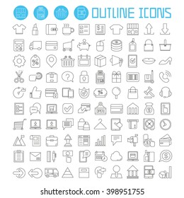e commerce and internet shopping icons set, marketing icons, outline theme vector icons