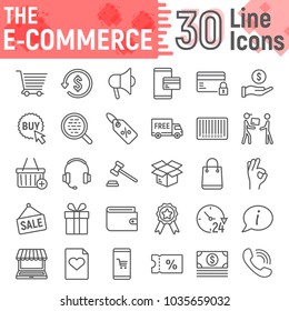 E commerce line icon set, Online store symbols collection, vector sketches, logo illustrations, internet shopping signs linear pictograms package isolated on white background, eps 10.
