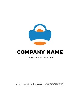 Diseño del logotipo de comercio electrónico Bolsa de compra, nube, colorido