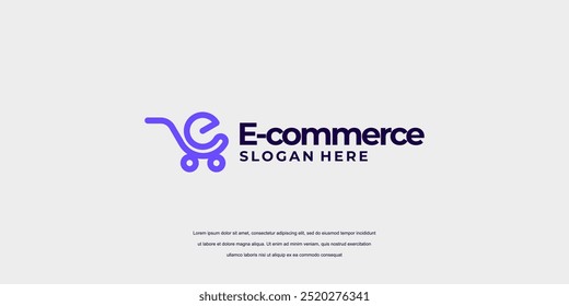 logo de comercio electrónico letra E logo de compras