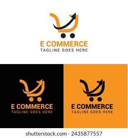 Logotipo de comercio electrónico, logotipo de marketing, diseño de registro minimalista simple de compras
