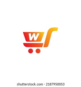 logotipo de comercio electrónico, compras en línea, logotipo de compras con símbolo vectorial de la plantilla del logotipo de la letra W
