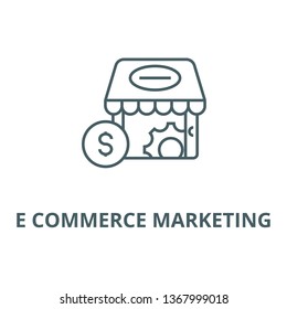 E commerce marketing line icon, vector. E commerce marketing outline sign, concept symbol, flat illustration