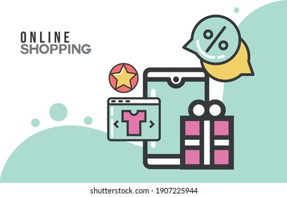 E-Commerce, Online-Shopping-Hintergrund-Illustration
