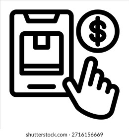 Icono de esquema de comercio electrónico. Ilustración vectorial simple sobre fondo blanco