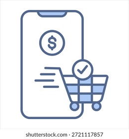 E Commerce Payment Blue Icon Vector Illustration