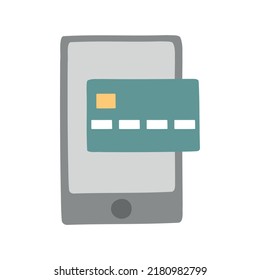 E-Commerce-Zahlung im Cartoon-Stil.