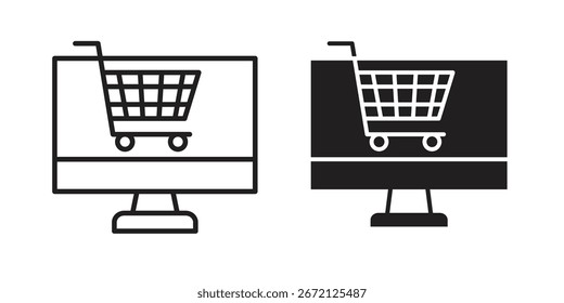 Icono de la plataforma de comercio electrónico Vector blanco y negro Gráfico