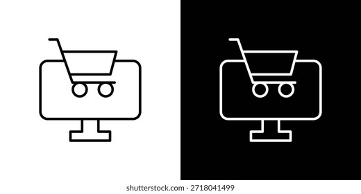 Icono de plataforma de comercio electrónico. Ilustración negra aislada para gráfico y Diseño web.
