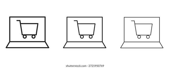 Conjunto de pictograma negro de logotipo de plataforma de comercio electrónico. arte de contorno de línea delgada.