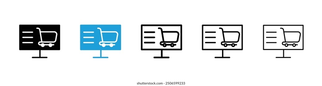 Icono de plataforma de comercio electrónico en color negro y azul