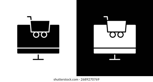 Silueta de icono de plataforma de comercio electrónico en estilo plano negro. Elemento gráfico