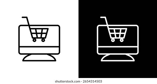 Iconos de plataforma de comercio electrónico en estilo de línea. Trazos editables en blanco y negro