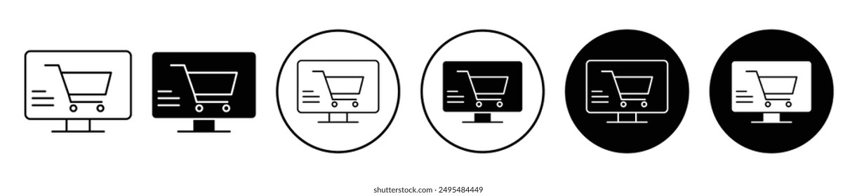 E commerce platform thin line vector icon set.
