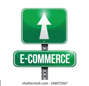 e commerce road sign illustration design over a white background