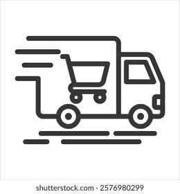 E Commerce Shipping Outline Icon Vector Illustration