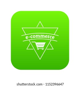 E commerce shop icon green vector isolated on white background