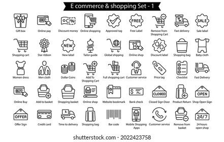 E commerce shopping 1 Line Icon Set, Line Icon Set