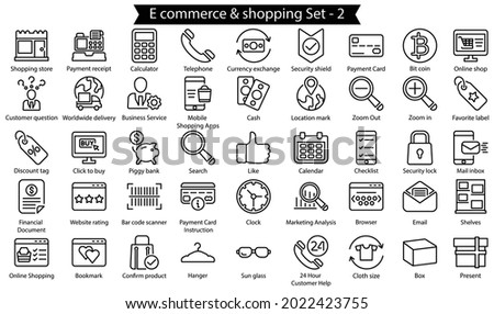 E commerce shopping 2 Line Icon Set, Line Icon Set