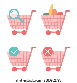 E commerce shopping carts icons in cartoon style.