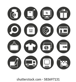 e commerce and shopping icon set in circle button