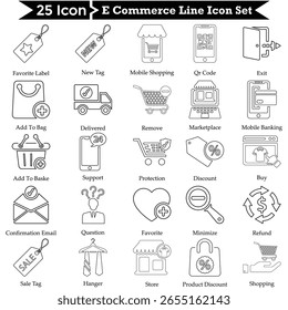 Conjunto de iconos de línea de compras de comercio electrónico