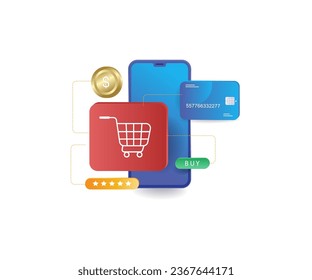 E commerce shopping payment flat illustration