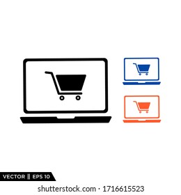 Plantilla de logotipo de Ilustración de vectores de iconos en línea de comercio electrónico