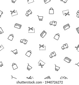 E commerce simple seamless vector pattern on a transparent background