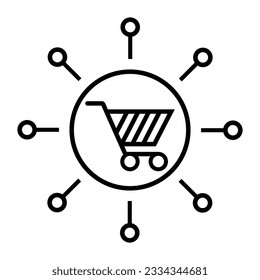  icono de soluciones de comercio electrónico, icono del carro de la compra