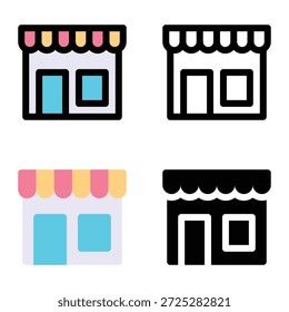 Conjunto De Iconos De Tienda De Comercio Electrónico, Adecuado Para App Móviles, App De Web Y Medios Impresos. Múltiples iconos de estilo, 